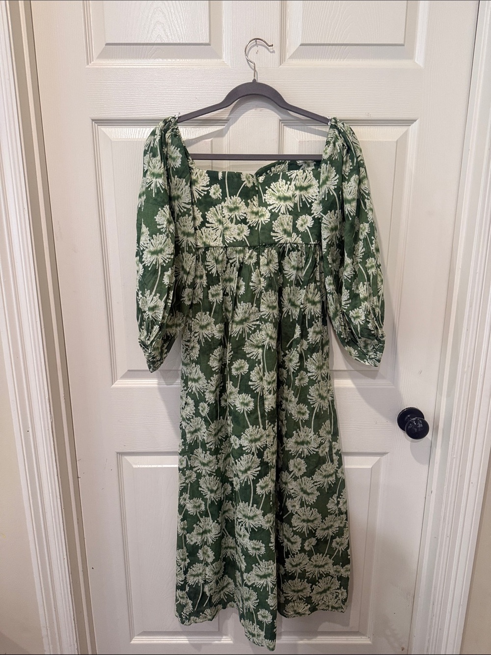 Zara NWT green floral off the shoulder plunge maxi dress, medium - Picture 5 of 6